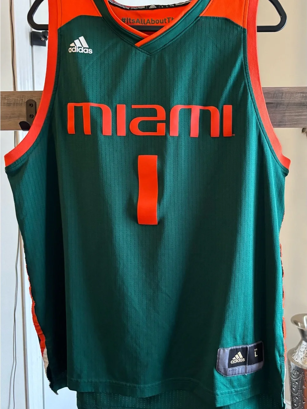 Men’s Adidas Green and Orange Miami hurricanes 2017 Basketball Jersey